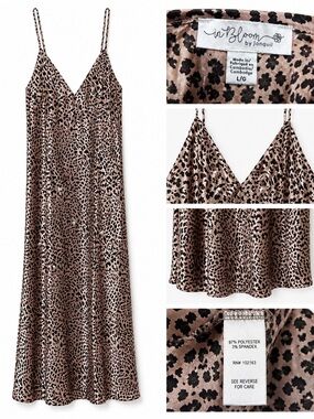 In Bloom by Jonquil Leopard Print Satin Slip Dress – Size Large